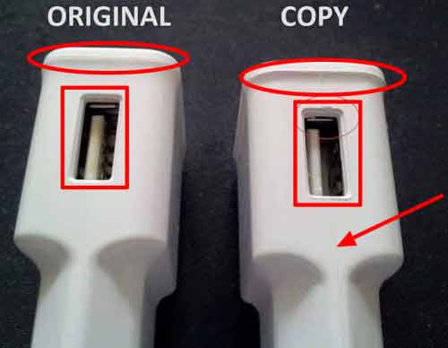 Battery Charger 1 Fake vs Genuine 500x388