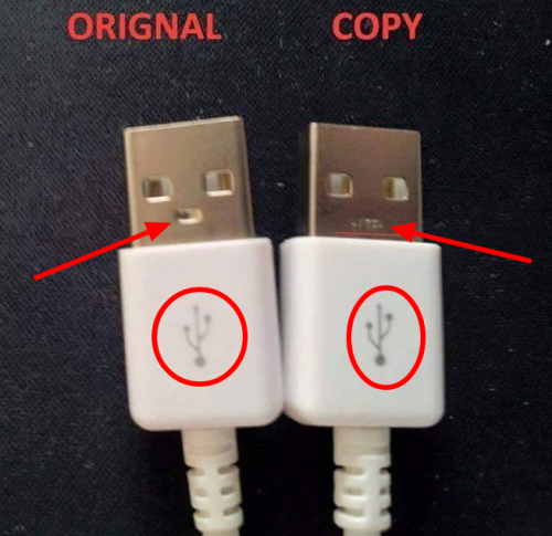 USB Connector Fake vs Genuine 500x485